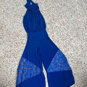 Elegant Blue Halter set ( pant and blouse)  ballroom Dance América